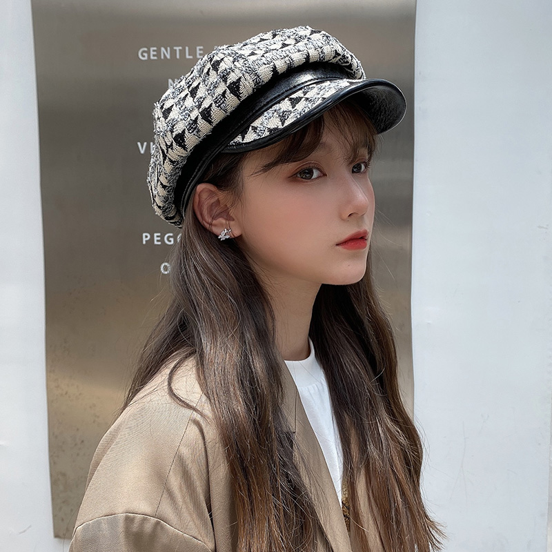xuanwufeiyang旗舰店帽子女秋冬韩版百搭小香风军帽英伦复古贝雷帽网红遮阳八角帽潮流0