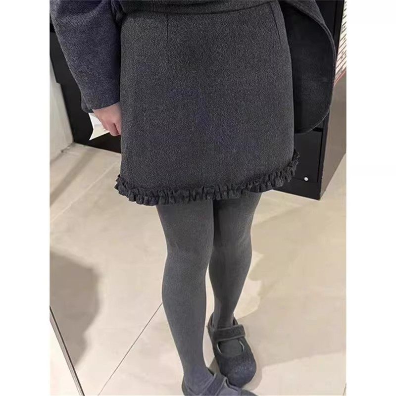 深灰色毛呢半身裙女秋冬新款高腰显瘦字裙大码百搭花边包臀短裙,淘宝优惠券,粉丝福利购,淘宝优惠卷