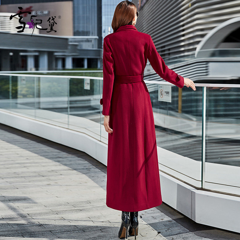 长款外套过膝2020年新款毛呢大衣 雪妃黛毛呢外套