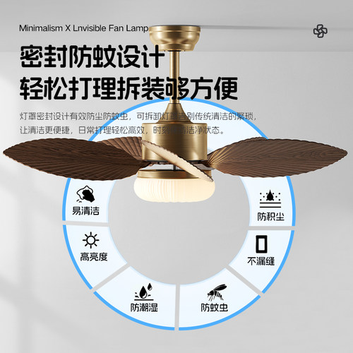 索燕风扇灯中古风吊扇静音护眼全光谱餐厅卧室书房简约包豪斯吊灯 - 图3