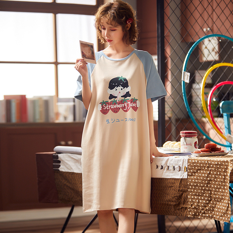 欧雅柔韩版女士纯棉短袖春秋冬睡裙 欧雅柔睡衣/家居服套装