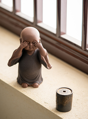 客厅小沙弥紫砂客厅玄关茶室摆件