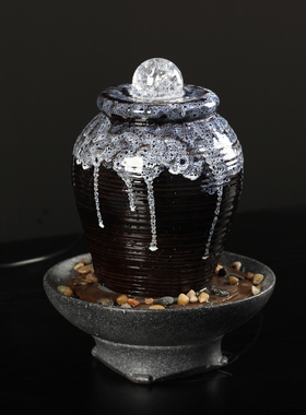 中式风喷泉复古流水摆件创意陶瓷