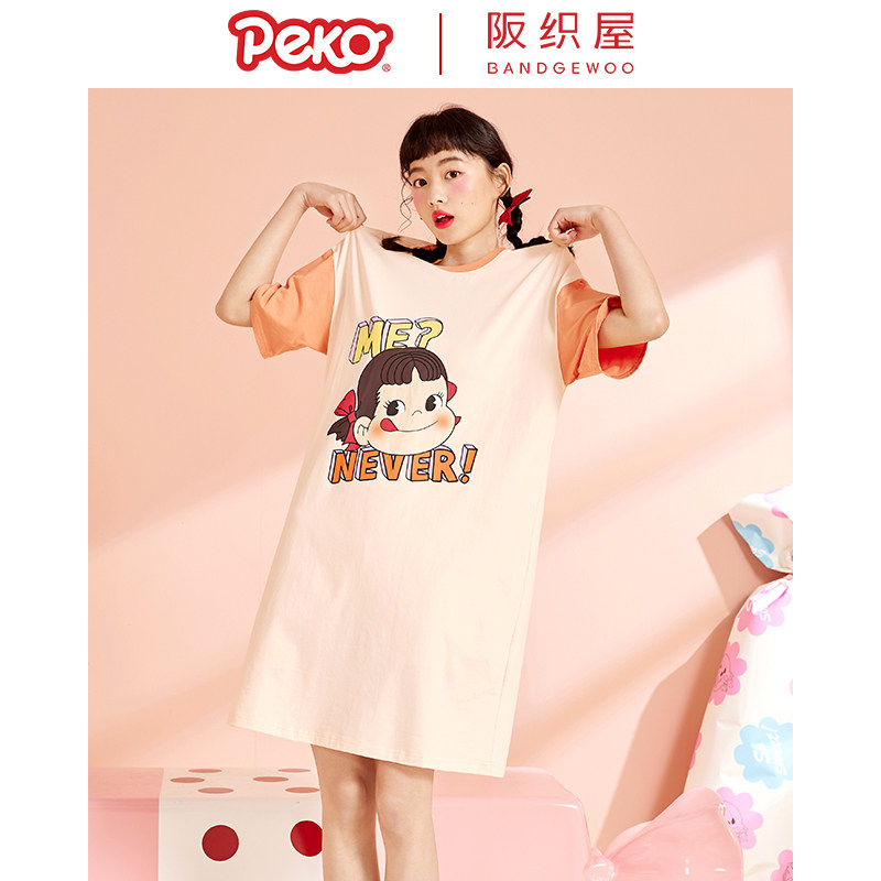 阪织屋peko不二家女夏冰瓷棉夏睡裙 阪织屋睡裙