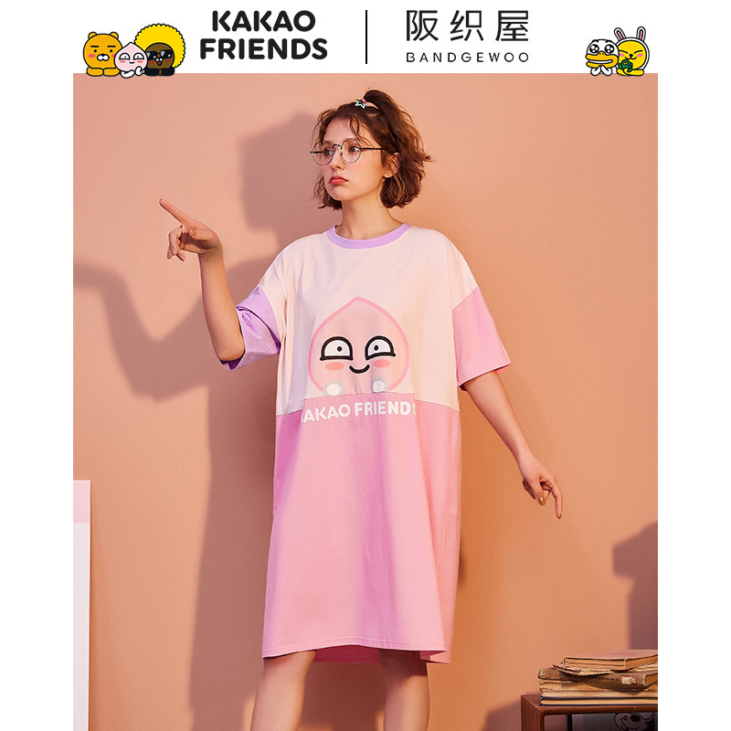 阪织屋kakao friends女夏短袖睡裙 阪织屋睡裙
