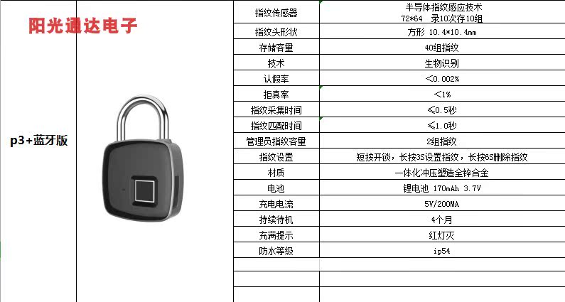 厂家货源品牌指纹挂锁L2+ 手机APP控制智能挂锁 家用防盗指纹挂锁 - 图2