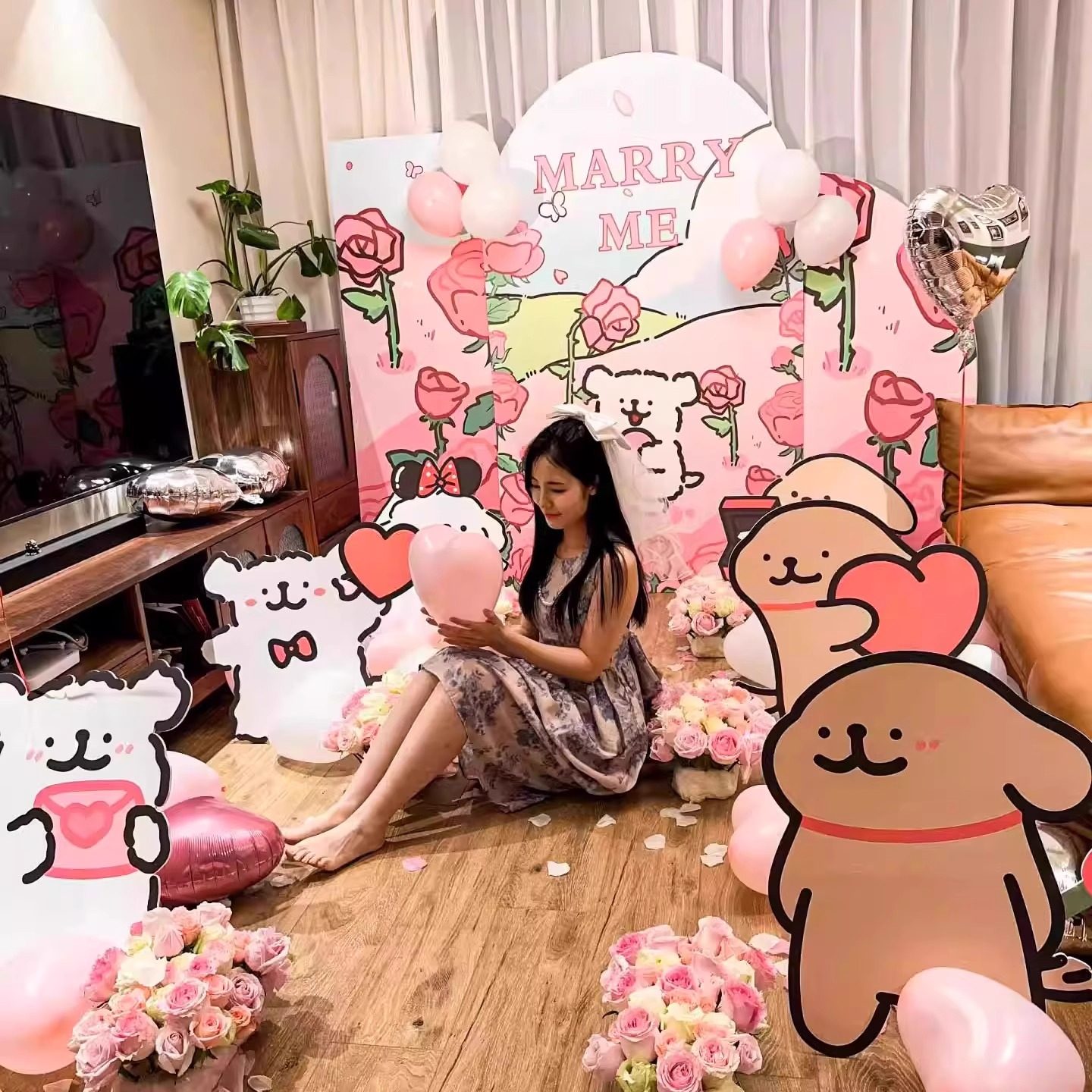 七夕情人节求婚线条小狗室内布置装饰氛围感浪漫表白KT板仪式感,淘宝优惠券,粉丝福利购,淘宝优惠卷