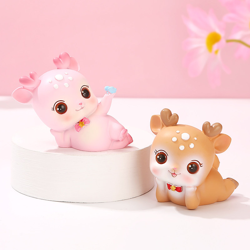 38三八妇女节礼物治愈系小鹿摆件办公桌面卡通装饰送男女朋友女生