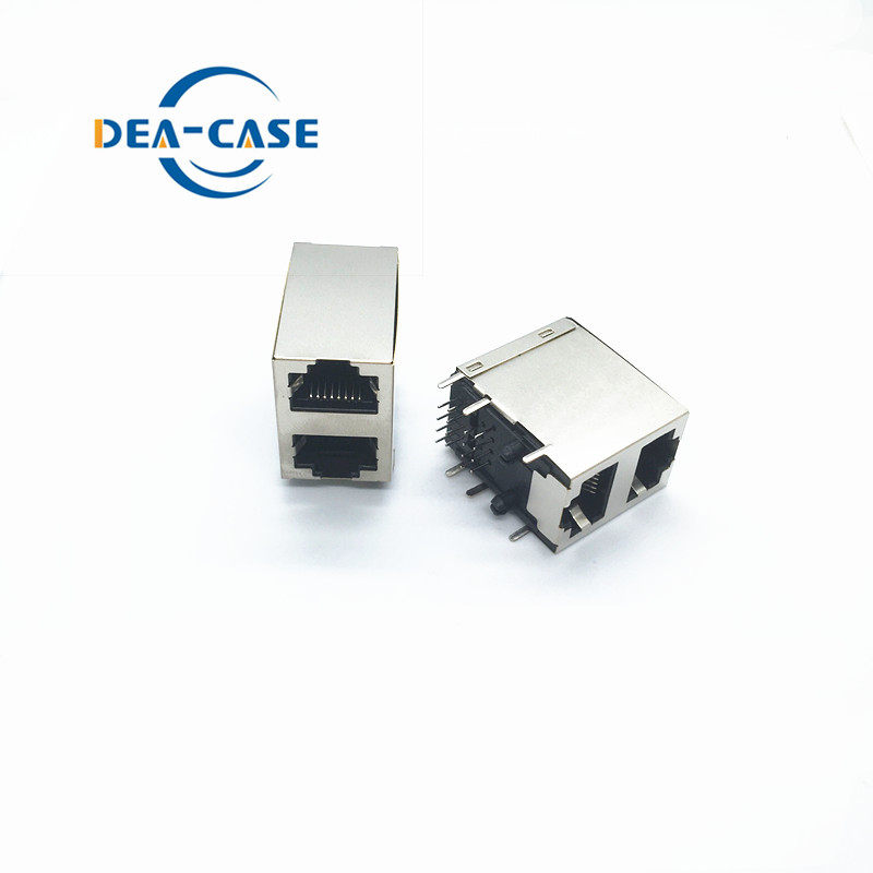 万康丨RJ45双层网口 1X2上下连体 8P8C网路插座带屏蔽无灯_虎窝淘