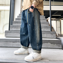 Boys autumn clothes jeans Sub-spring and autumn style 2023 new CUHK childrens spring casual foreign air long pants trendy tide