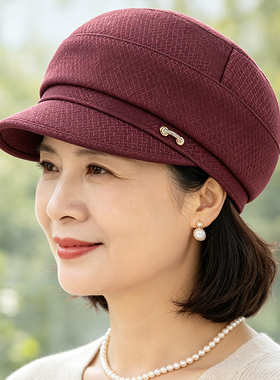 春秋中老年女薄款布鸭舌帽