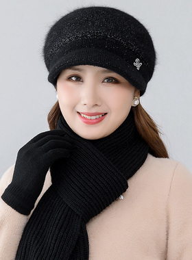 毛线鸭舌帽逛街优雅女士冬季帽子