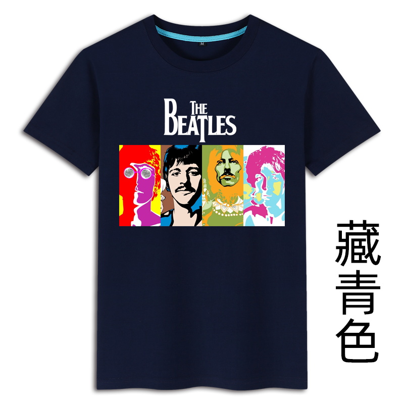 摇滚披头士beatles乐队周边嘻哈欧美风衣服潮流男生夏季大码短袖 - 图2