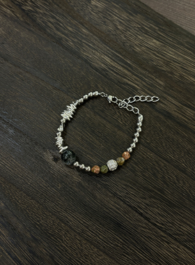 小心袖口 Vintage中古虎眼石珠手链男女小众简约日常通勤情侣配饰