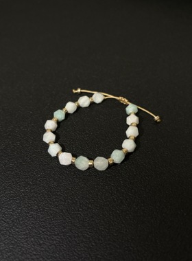 小心袖口 Vintage中古亚马逊河石菱形编织可调节手链小众配饰手饰