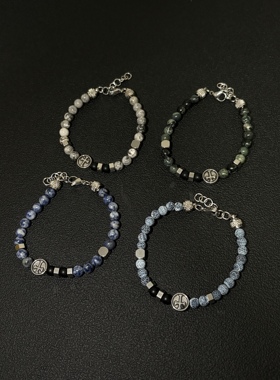 小心袖口 Vintage中古原创十字架叠戴做旧串珠手链男女小众手饰