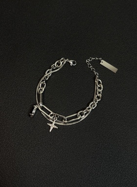 小心袖口 cleanfit美式星芒拼接手链复古y2k风小众百搭手链配饰