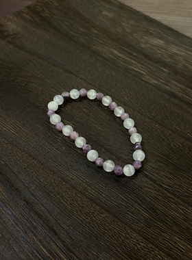 小心袖口「紫晶石」中古Vintage白紫串珠手链男女简约设计感配饰