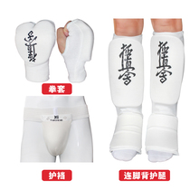 Extremely true will karate guard with full set of 3 pieces of gloves with leg guard and protective foot gloves karate karate training equipment