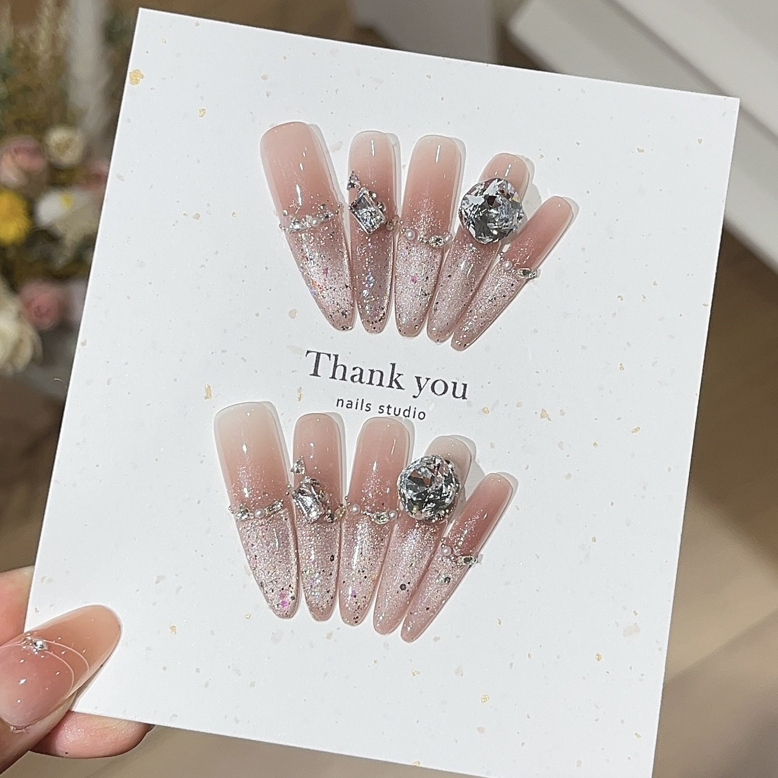 【冰莓式】手工穿戴甲法式粉色猫眼细闪亮片氛围感爆闪显白美甲贴,淘宝优惠券,粉丝福利购,淘宝优惠卷