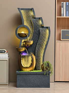 摆设流水喷泉阳台中式风大摆件