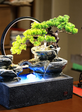 小假山流水风水轮循环养鱼缸喷泉