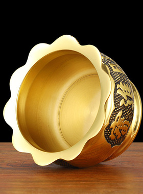 莲花边香炉 家用供奉用品黄铜香炉 祠堂祭祀祭拜烧香香炉