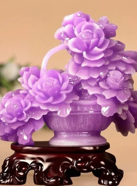 紫色牡丹富贵花瓶摆件乔迁送礼