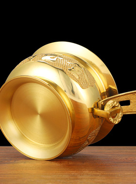 大边金油双耳铜香炉供佛家用室内供奉财神爷插香庐佛具用品铜炉拜