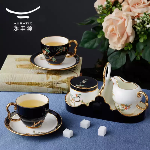 国瓷永丰源石榴家园陶瓷咖啡杯套装礼品高档中秋礼物咖啡杯碟礼盒 - 图0