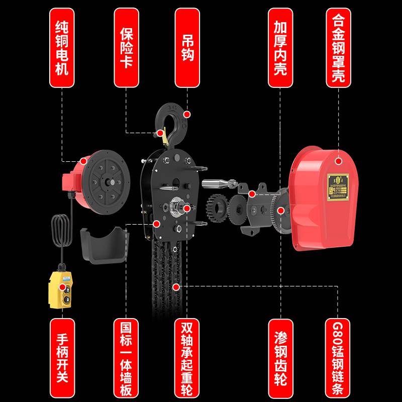 环链电动葫芦380v1吨2吨3吨5吨10t群吊机手拉220v倒链小型起重机 - 图0