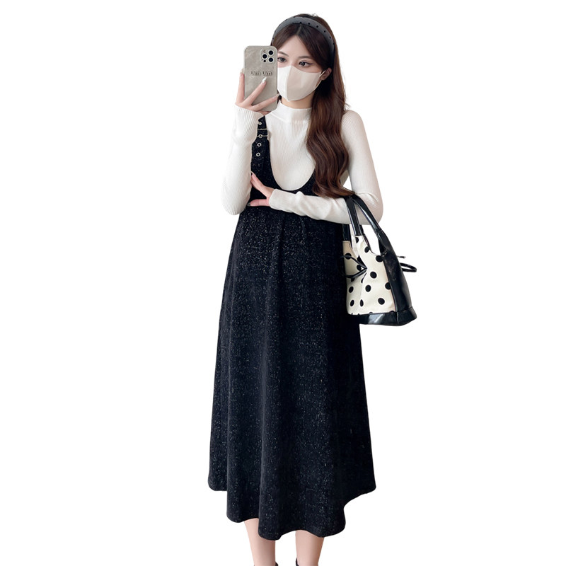 时尚大码孕妇装2025年秋冬季新品背带孕妇连衣裙+毛衣两件套洋气,淘宝优惠券,粉丝福利购,淘宝优惠卷