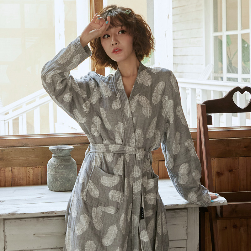 莎菲蒂尔春秋浴袍纯棉纱布夏汗蒸服 莎菲蒂尔睡袍/浴袍