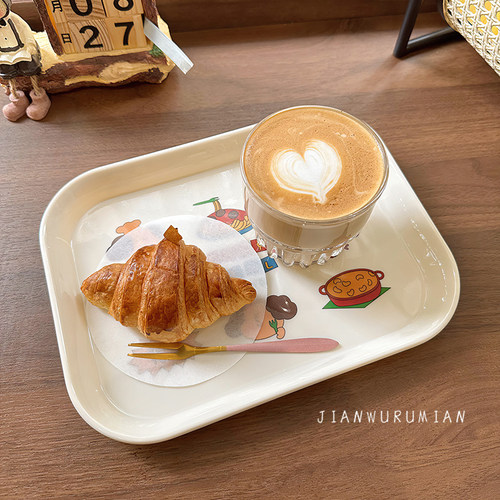 ins风可爱卡通早餐托盘桌面杂物收纳零食饰品托盘摆拍装饰道具 - 图3