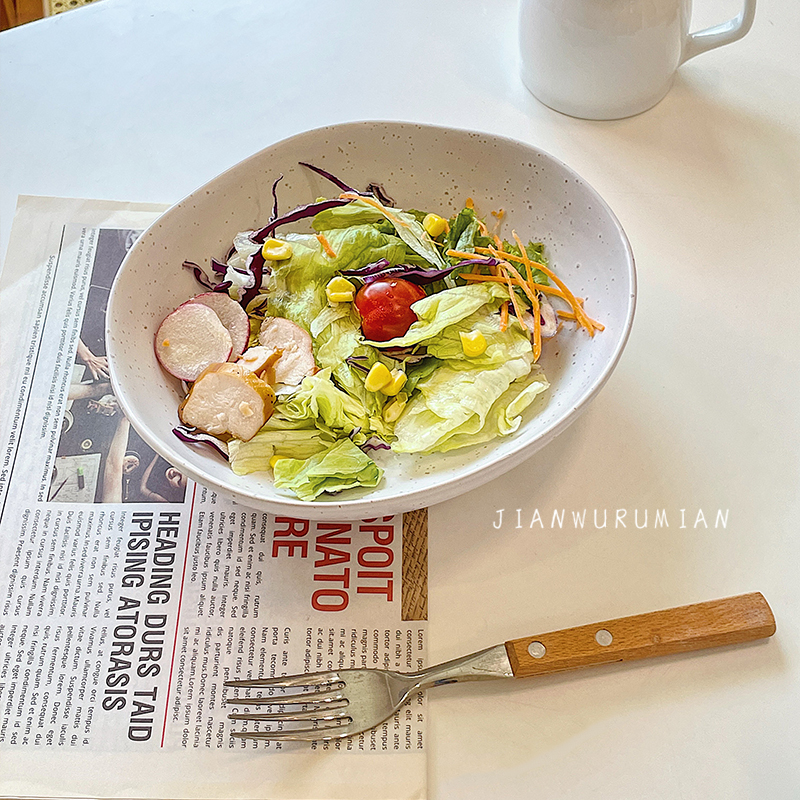 见物如面 ins风异形泼墨汤碗家用水果沙拉早餐轻食餐具不规则菜碗-图1