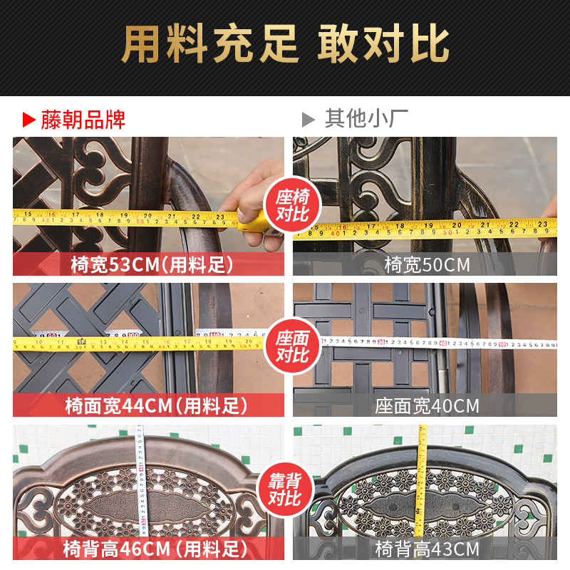 藤朝室外户外铸铝桌椅子庭院露天花园铁艺铝合金室外防水休闲座椅-图0