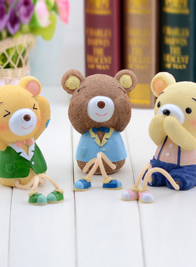 田园风电表箱三不小熊树脂摆饰