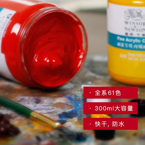 温莎牛顿300ml画家专用丙烯颜料 速干耐晒强防水纺织墙绘套装12色24色36色流体画学生初学者钛白美甲 - 图0
