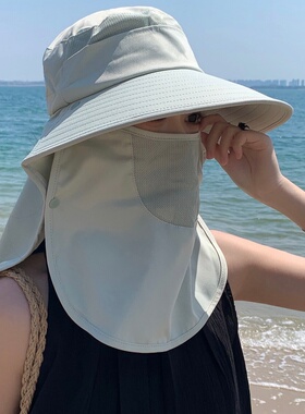 夏季UPF50+大檐全脸防晒帽