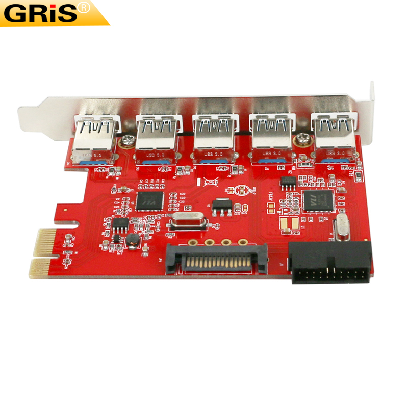 GRIS PCI-E 3.0扩展卡多口HUB台式机电脑19P前置面板7个USB连接线 - 图3