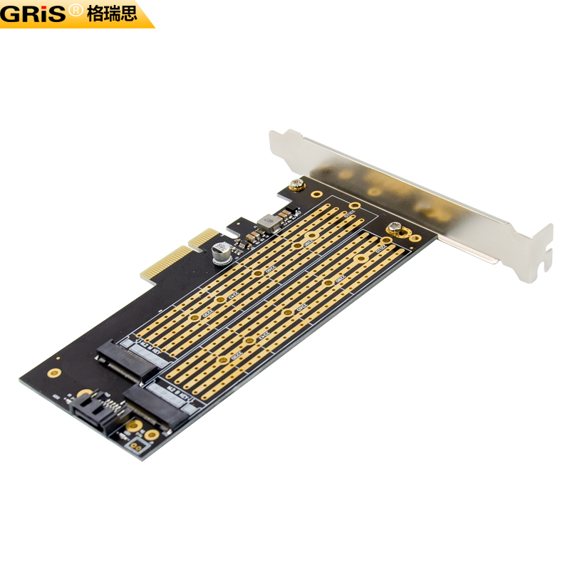 GRIS PCI-E转NVME阵列卡M.2接口M-key B-key固态硬盘系统启动NGFF固态SSD电脑二合一SATA台式机NGFF硬盘扩展 - 图2