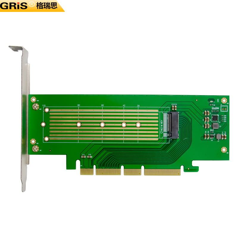 GRIS PCI-E X16转NVME M.2固态硬盘盒SSD电脑插槽高速传输带芯片扩展RAID软阵列卡NGFF台式机服务器X8转接卡 - 图1