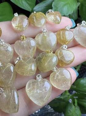 好记水晶发晶爱心吊坠s925银镶嵌小众精致吊坠锁骨链送朋友随机发