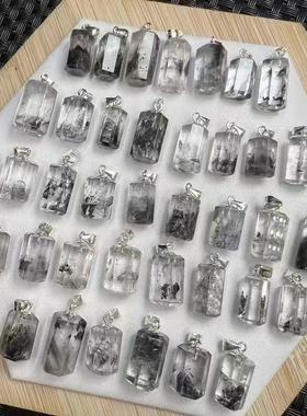 好记水晶闪灵钻柱形吊坠s925银扣镶嵌小众复古高级精致感随机发