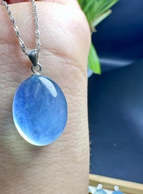 好记水晶海蓝宝吊坠项链锁骨链配饰s925银镶嵌随机发送朋友礼物