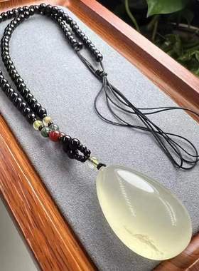 好记水晶柠檬黄水滴吊坠搭配玛瑙珠链小众送朋友家人礼物随机发货