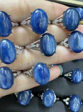 好记水晶蓝晶石戒指铜托镶嵌时尚潮流小清新款送朋友礼物随机发