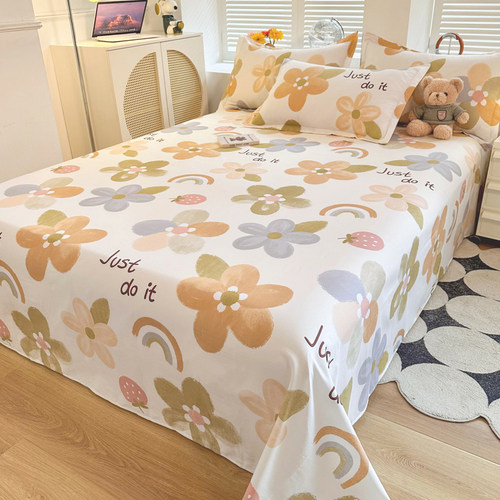 纯棉床单单件宿舍单人学生住校专用1.2米100全棉被单双人四季通用 - 图0