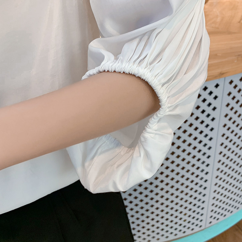 夏季韩版七分袖v领小众白衬衣小衫 零五七一世家圣毅衬衫