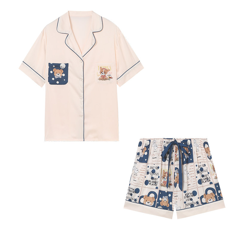 夏季冰丝家居服套装短袖两件套睡衣 nornimor睡衣/家居服套装